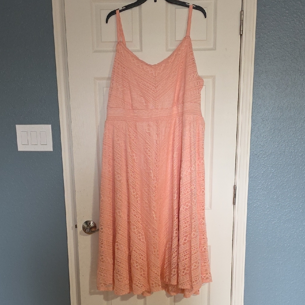 Torrid Peach Lace Midi Dress Size 22/24 3X NEW!